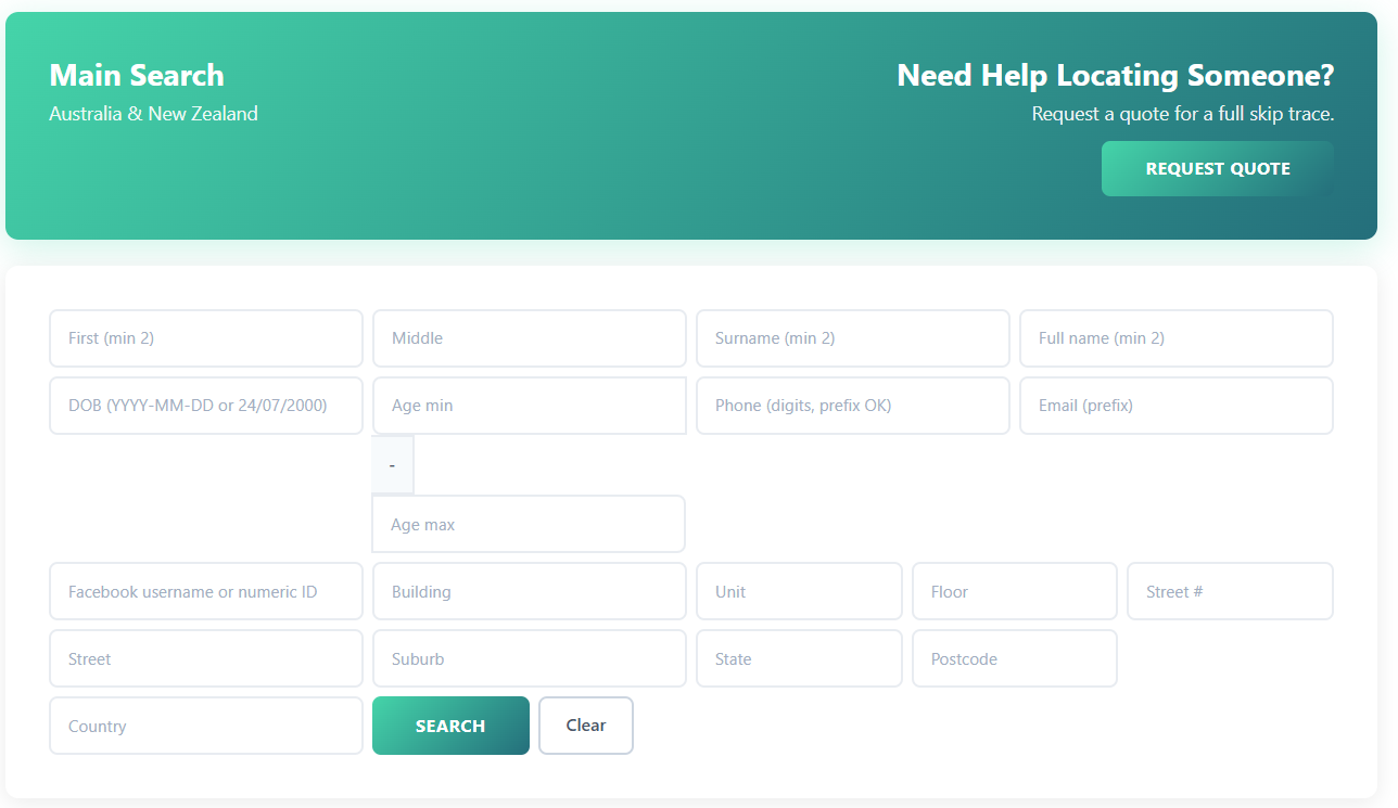 MainSearch database interface